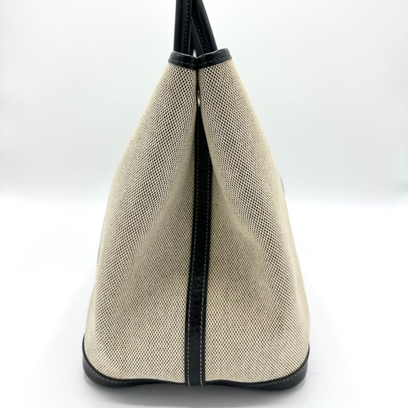 Hermes Canvas/Black Buffle Leather Garden Party 36 - Picture 4 of 11